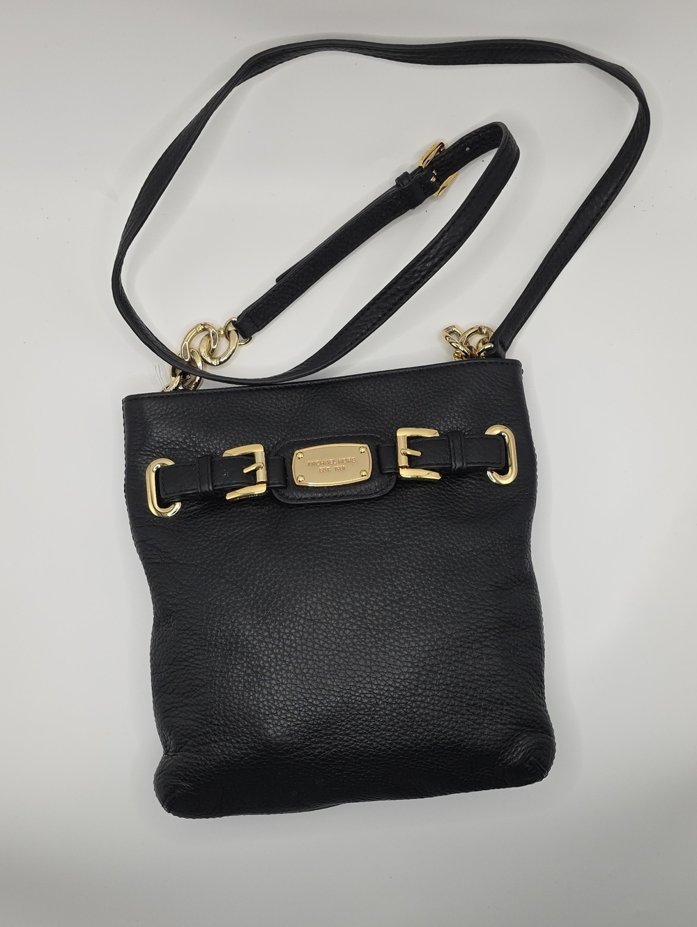 Michael Kors Black Leather Crossbody with Gold Hardware